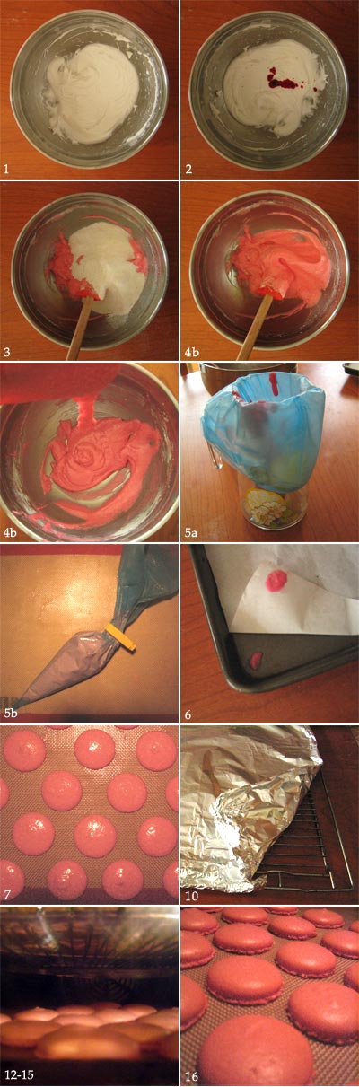 Step by step photo of the Macaron making process