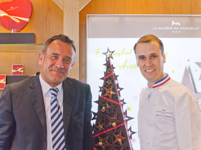 cocoandme_Geoffroyd’Anglejan_NicolasCloiseau Coco&Me - www.cocoandme.com - Coco and Me - La Maison du Chocolat - Picadilly Circus - Chocolate bonbons. selection - CEO Geoffroy d’Anglejan & head chocolatier/ creative director Nicolas Cloiseau - chocolate tree