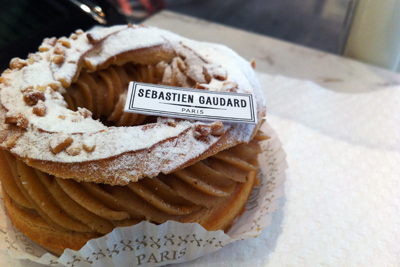 cocoandme_Gaudard_Paris_Brest Coco&Me - www.cocoandme.com - Coco and Me - Patisserie Sébastien Gaudard - a mini Le Paris Brest, it's circular shape representative of a wheel to commemorate the Paris to Brest bicycle race. - Paris