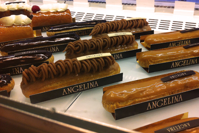cocoandme_angelina_cake_display Coco&Me - www.cocoandme.com - Coco and Me - Patisserie Angelina - famous cake - Paris - Mont Blanc eclair cake window display.